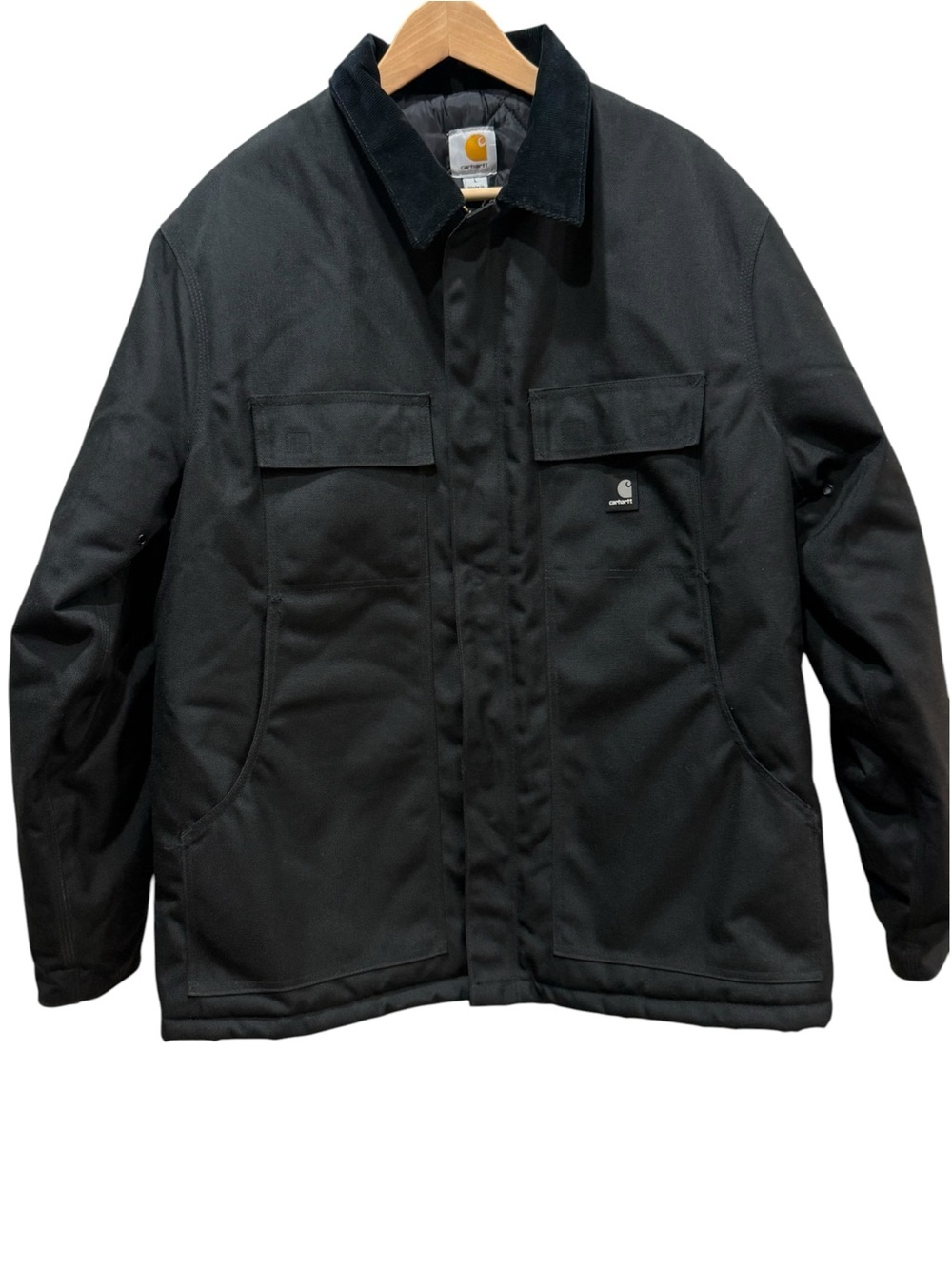 Carhartt Extremes C55 BLK Black Work Jacket Quilted Lined Corduroy Collar L